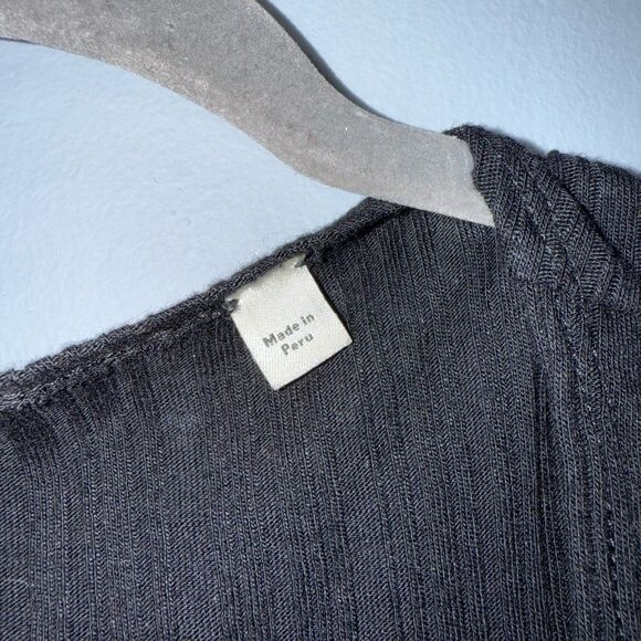 Vince Vince Black Ribbed Long Sleeve Wrap Top Cotton Modal Size XL EUC - Picture 4 of 7